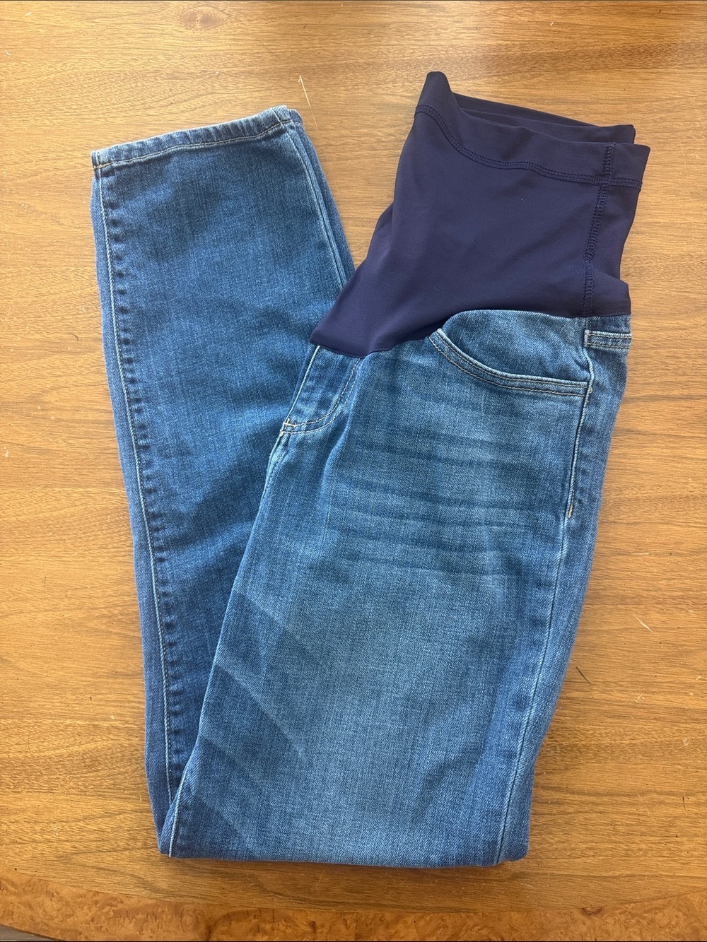 Pinkblush Blue Maternity Jeans with Navy Support Panel